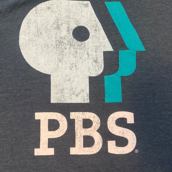 PBS Station Logo Distressed Teal Shirt Size L - Picture 2 of 4